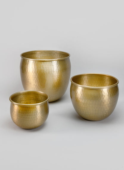Devdas Brass Look Aluminium Indoor Garden Pot