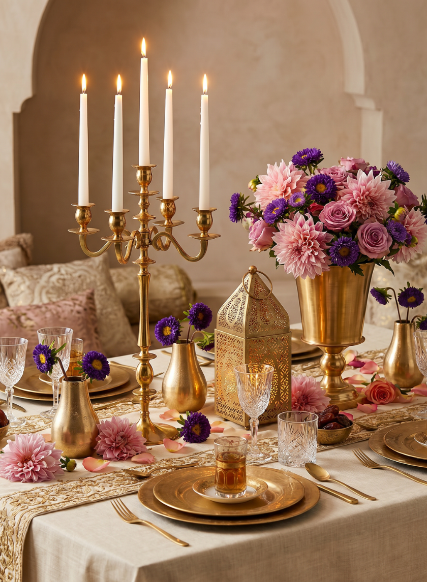 Aryan Gold Metal Candle Holders Decor Jamali Garden