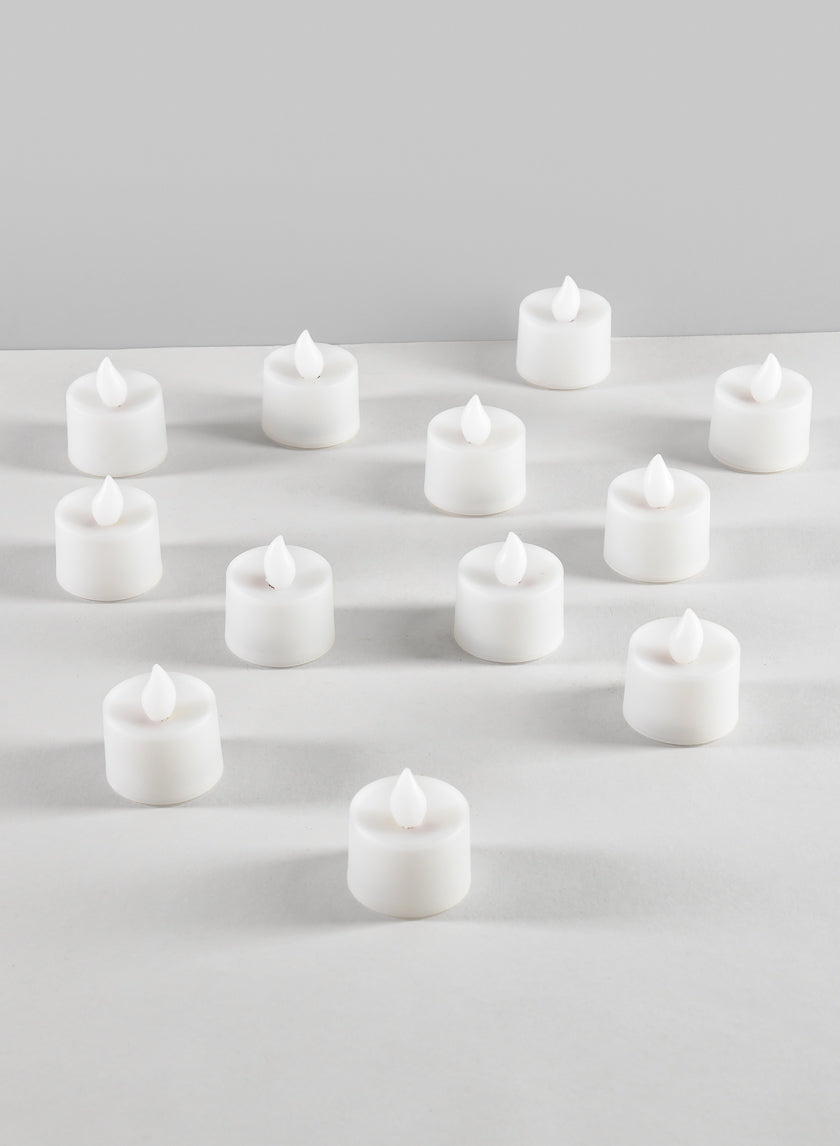 Amber LED Flickering Tea Light, Set of 12 Decor Jamali Garden