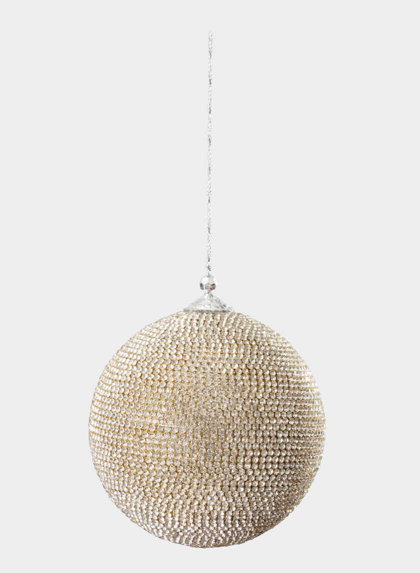 5in Round Champagne Full Rhinestone Beaded Ornament Ball Decor Jamali Garden