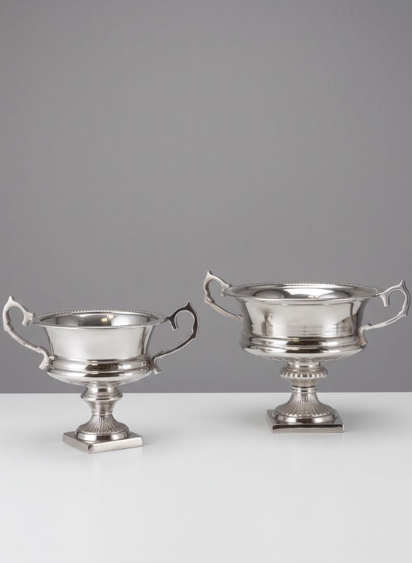 Aluminum Flower Silver Urn Decor Jamali Garden