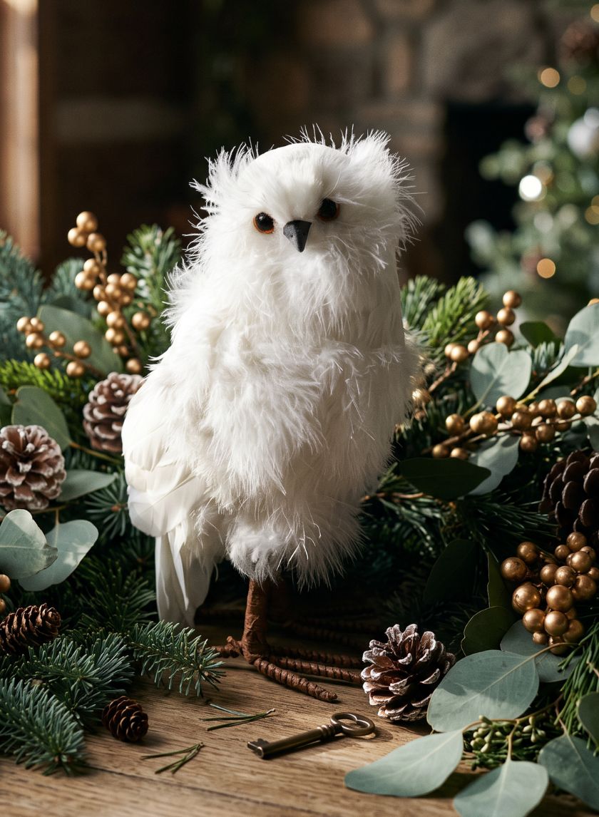 10in Tall White Owl Decor Jamali Garden