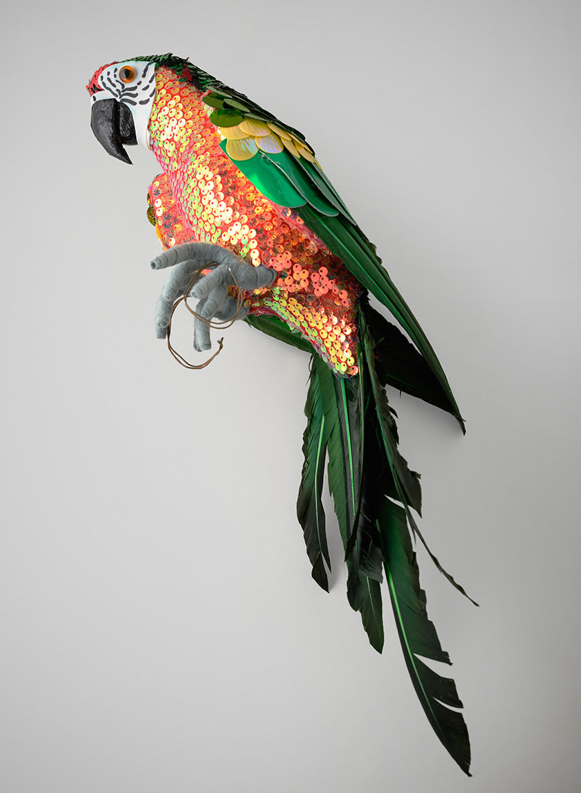 17in Long Festive Scarlet Macaw Parrot Decor Jamali Garden