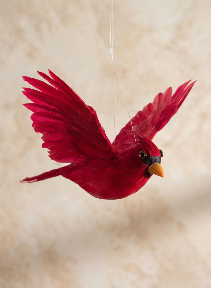 8.5in Long Flying Red Cardinal Ornament, Case of 6 Decor Jamali Garden
