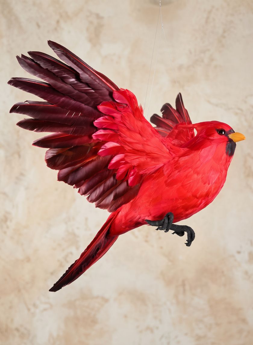 18in Long Giant Flying Red Cardinal Ornament Decor Jamali Garden