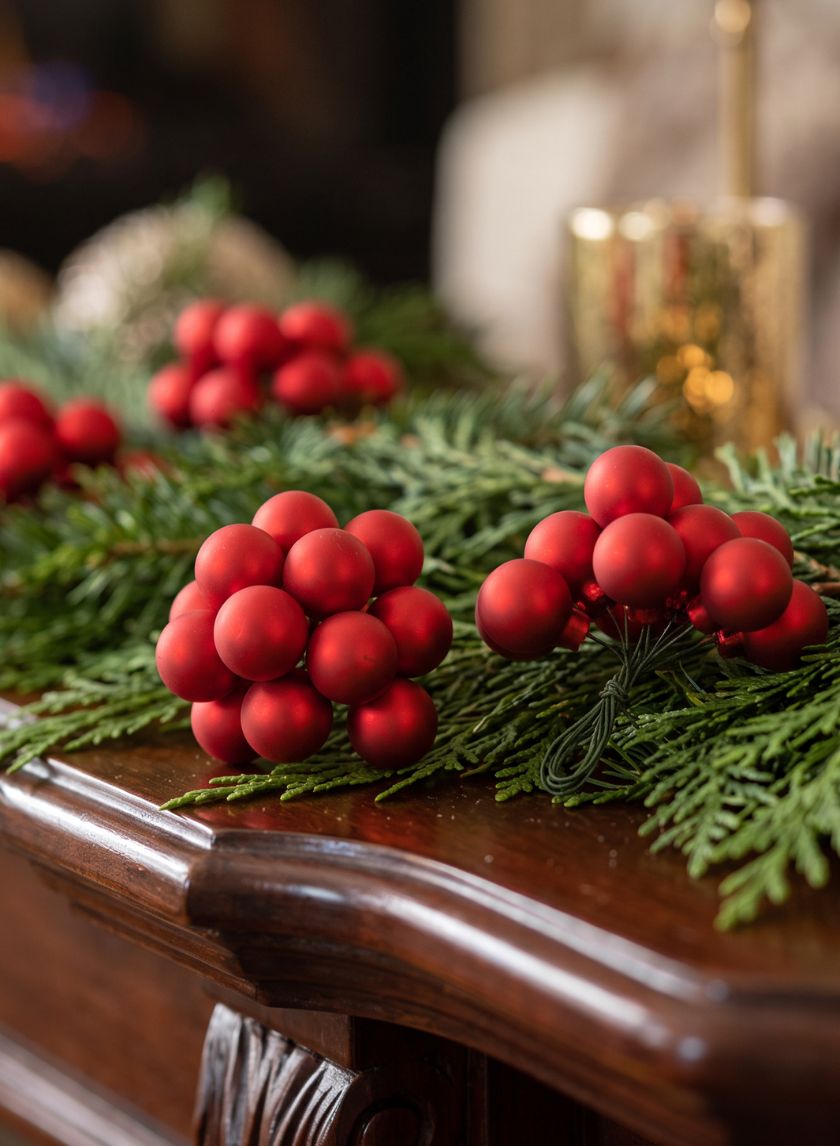 1in Round Matte Red Glass Balls on Picks (25mm), Set of 144