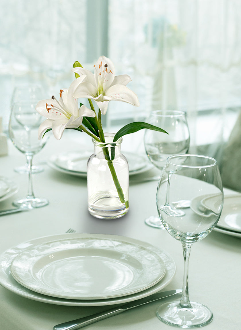 white lily canisters White Lilies in Milk Bottle Vase, Set of 2 – Jamali Garden