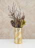 5.75in Tall Palm Etched Gold Mercury Glass Cylinder Decor Jamali Garden