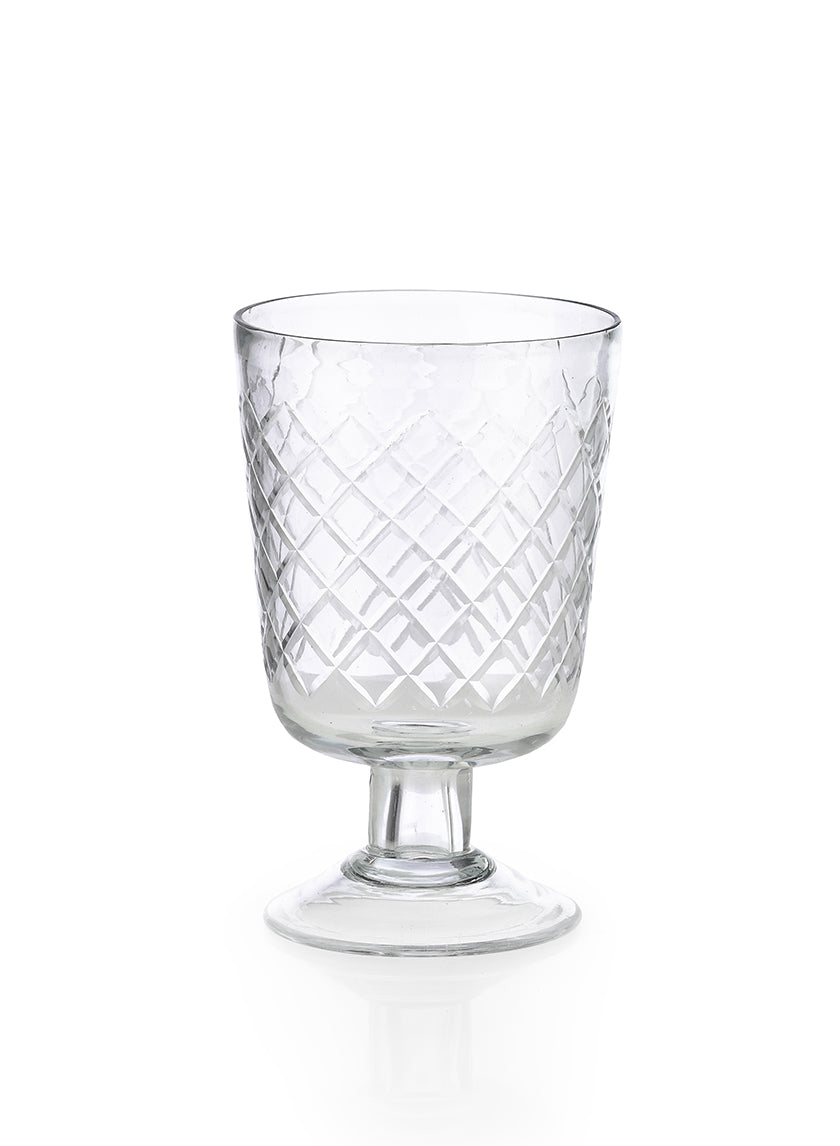 5in Tall Diamond Cut Glass Pedestal Vase Decor Jamali Garden
