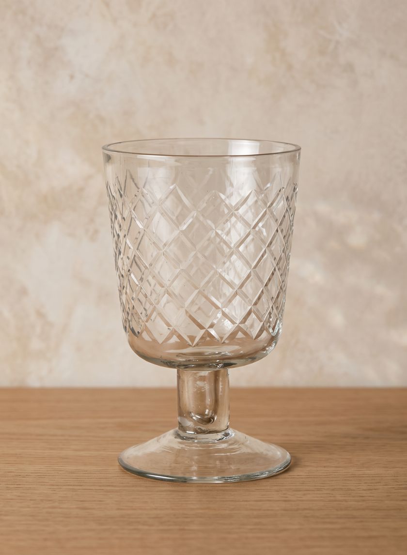 5in Tall Diamond Cut Glass Pedestal Vase Decor Jamali Garden