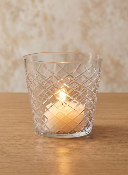 3.75in Tall Diamond Cut Glass Vase Decor Jamali Garden