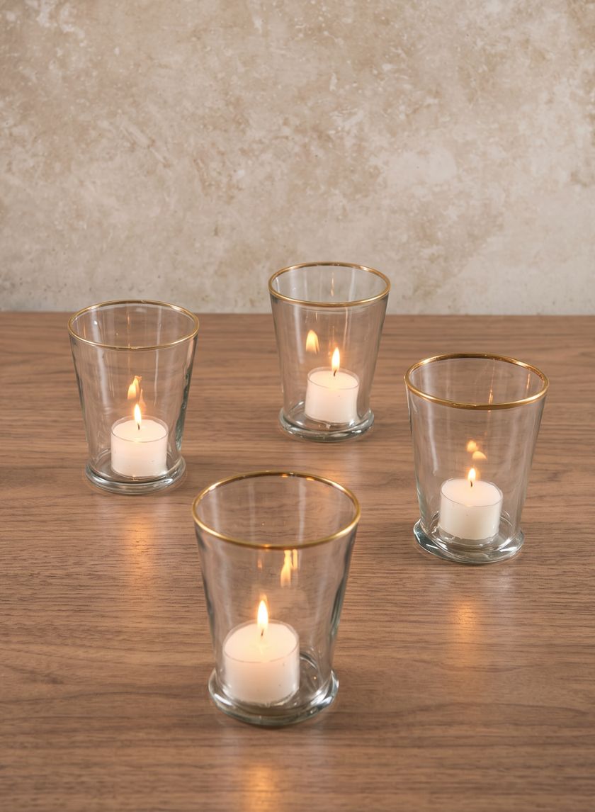 4.5in Tall Gold Rim Glass Julep Cup Vase, Set of 4 Decor Jamali Garden