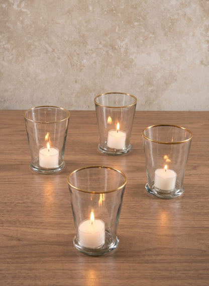 4.5in Tall Gold Rim Glass Julep Cup Vase, Set of 4 Decor Jamali Garden