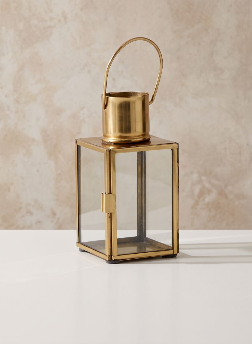5.25in Square Gold Lantern Decor Jamali Garden