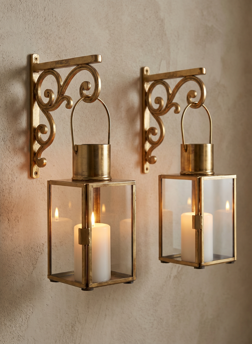 5.25in Square Gold Lantern Decor Jamali Garden