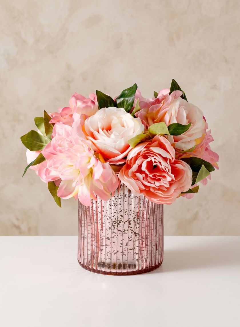 Pink Mercury Glass Vase for Spring Wedding Easter Centerpieces