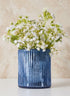 6in Tall Antique Blue Ripple Glass Vase Decor Jamali Garden