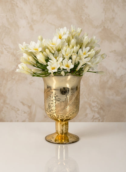 6in Tall Ombre Gold Glass Fluted Bud Vase Decor Jamali Garden
