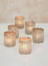 3in Tall Silver Corrugated Glass Votive Holder Decor Jamali Garden