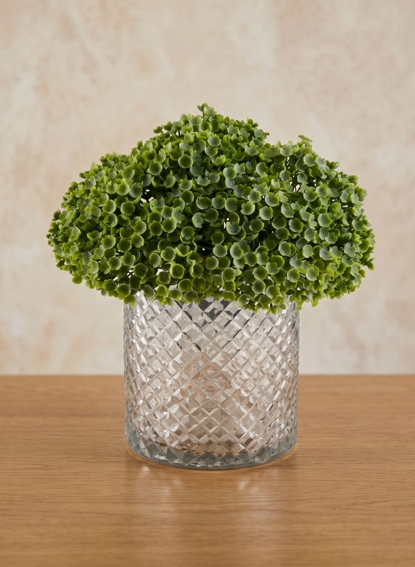 6in Tall Diamond Cut Glass Cylinder Decor Jamali Garden