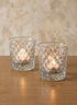 3.25in Tall Diamond Glass Votive, Set of 2 Decor Jamali Garden