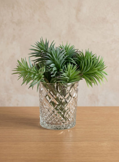 4.75in Tall Diamond Cut Glass Round Vase Decor Jamali Garden