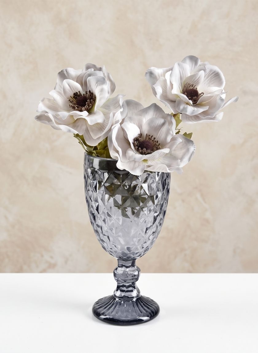 7in Tall Bombon Smoke Glass Goblet Decor Jamali Garden