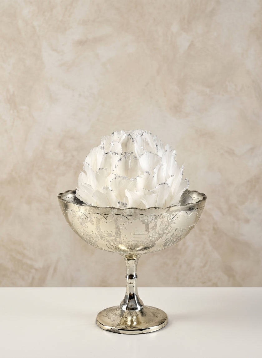8in Wide La Boheme Vintage Silver Glass Urn Decor Jamali Garden