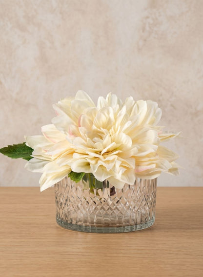 5.5in Wide Limoge Etched Low Glass Cylinder Decor Jamali Garden