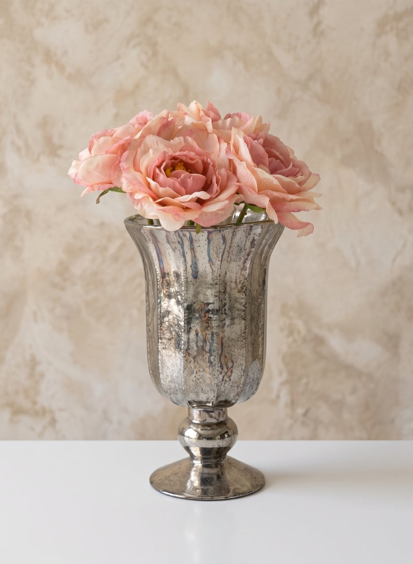 8.5in Tall Provence Platinum Glass Urn