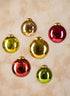 3in Round Red, Green & Gold Glass Ornament Balls with Gold Hook Decor Jamali Garden