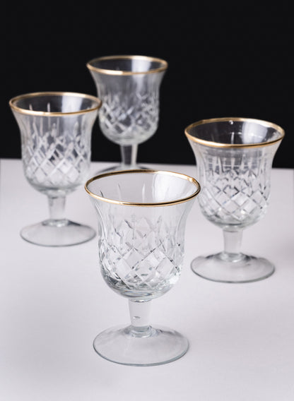 5.5in Tall Versailles Goblet Gold Rim Mini Glass Urn, Set of 4 Decor Jamali Garden