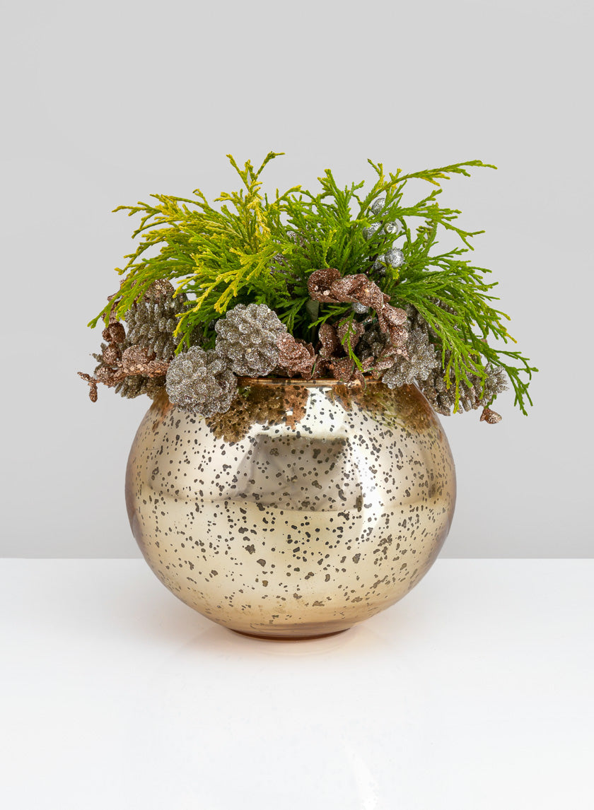 fishbowl plant pot 8in Wide Gold Glass Fish Bowl