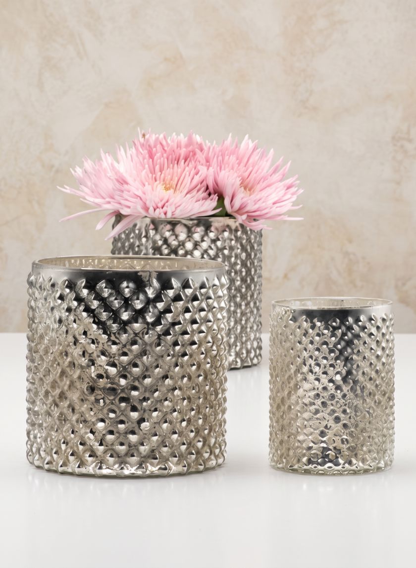 Antique Silver Hobnail Vases Decor Jamali Garden