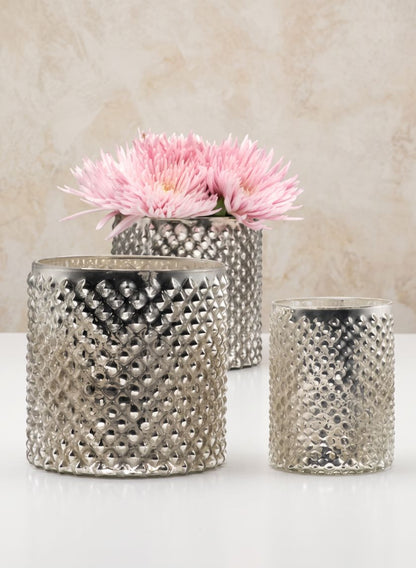 Antique Silver Hobnail Vases Decor Jamali Garden