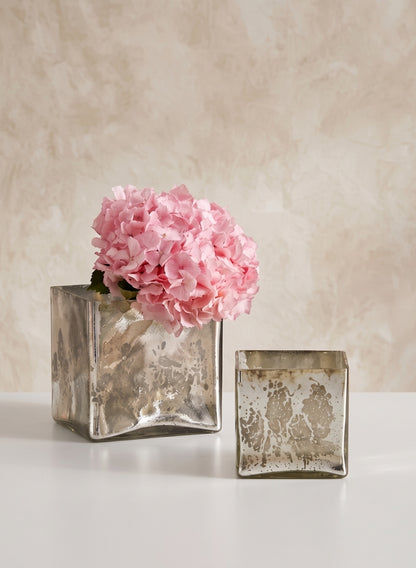Antique Silver Glass Square Vases Decor Jamali Garden