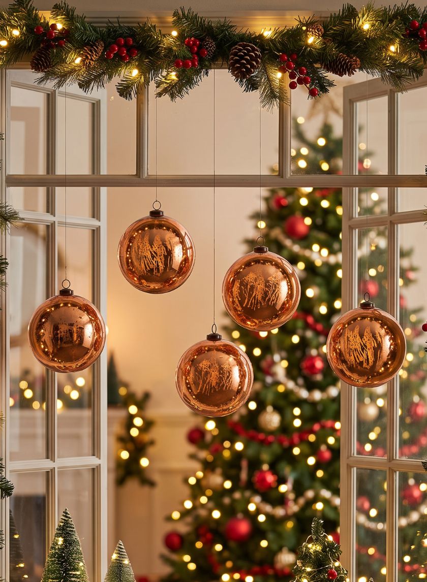 Antique Copper Glass Ornament Balls, Case of 8 Decor Jamali Garden