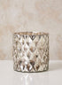 5in Tall Antique Silver Diamond Glass Cylinder Decor Jamali Garden