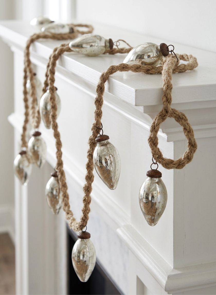 6.5ft Long Mini Silver Mercury C7 Ornament Bulb Rope Garland Decor Jamali Garden