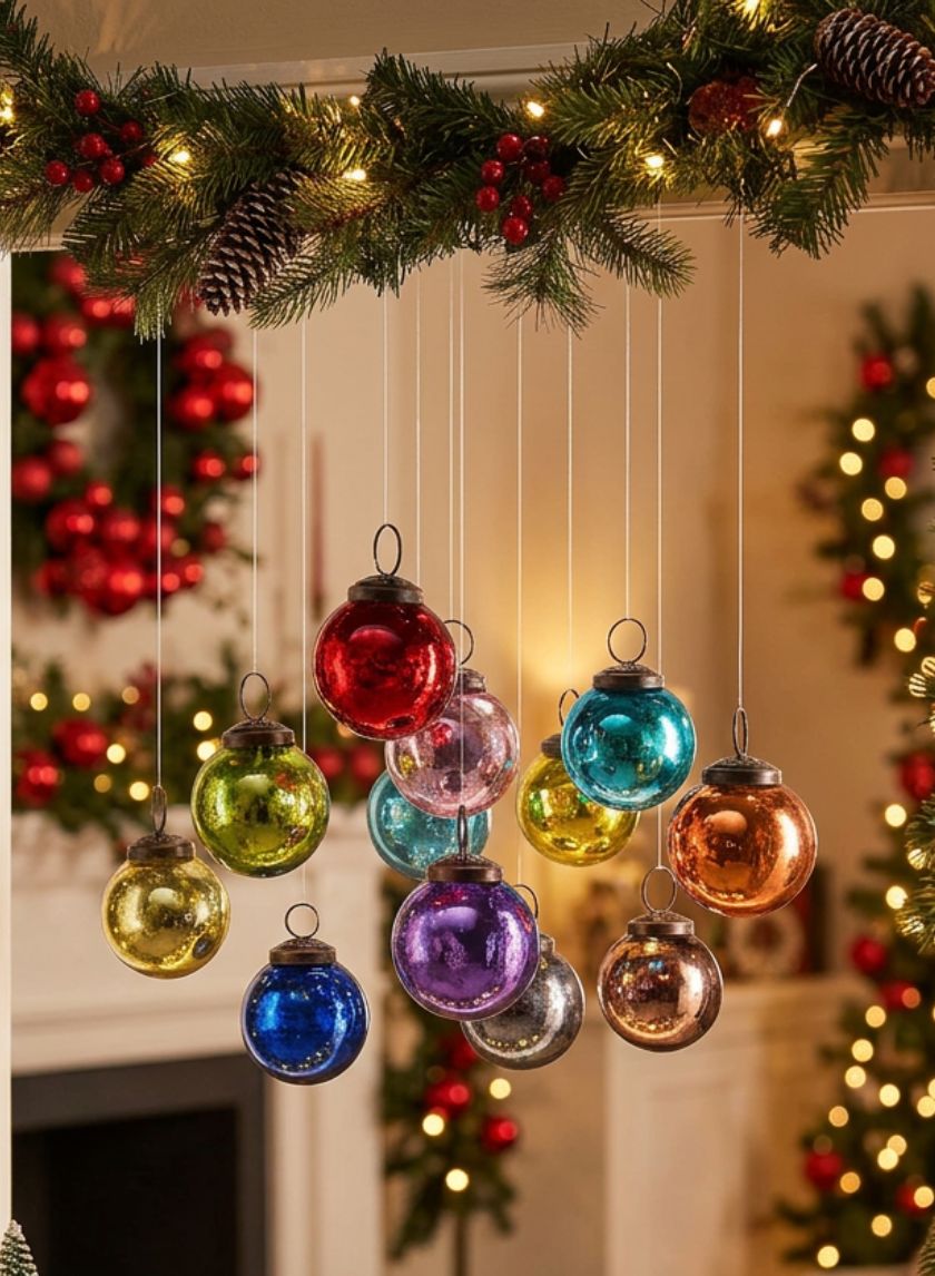 2in Round Multicolor Glass Ball Ornament, Set of 12 Decor Jamali Garden