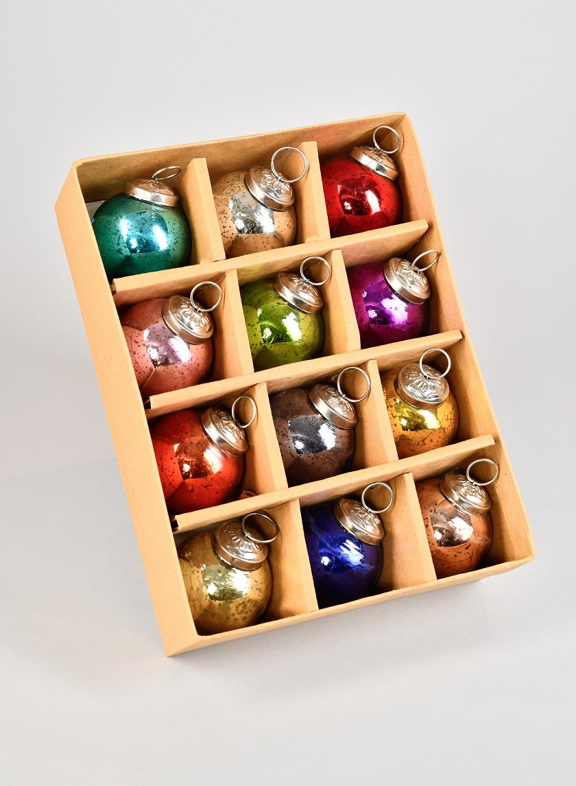 2in Round Multicolor Glass Ball Ornament, Set of 12 Decor Jamali Garden