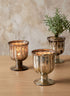 4.25in Tall Vintage Mercury Glass Pedestal Votive, Set of 6 Decor Jamali Garden