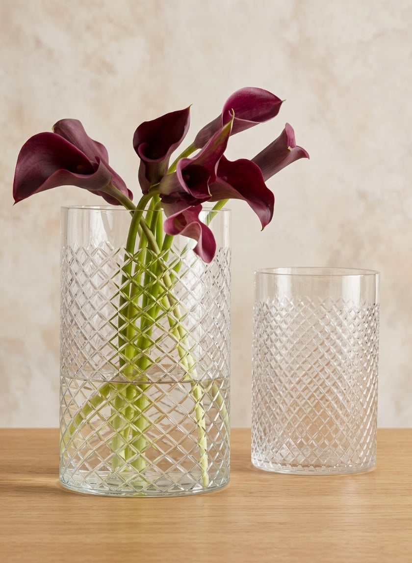 Cut Glass Squares Cylinders Decor Jamali Garden