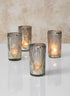 5in Tall Ribbed Antique Silver Glass Votive Holder, Set of 4 Decor Jamali Garden