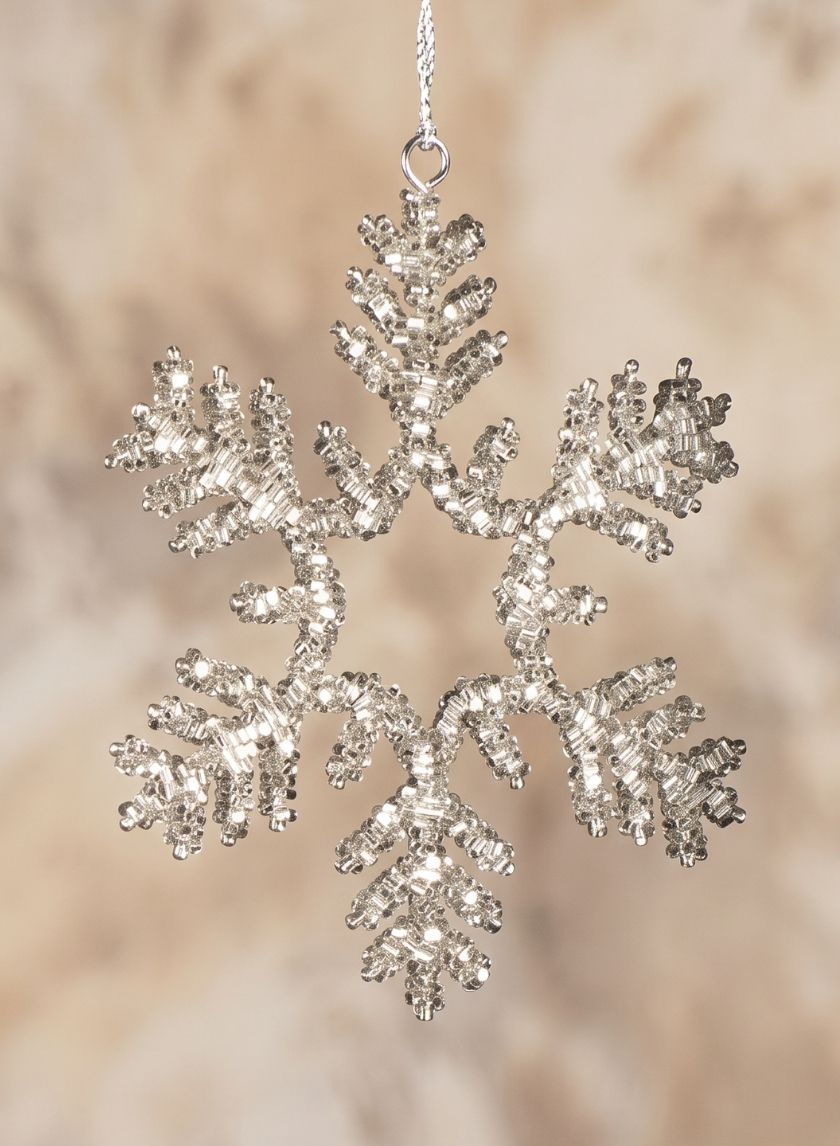 5.5in Wide Metal Bead Snowflake Ornament, Set of 6 Decor Jamali Garden