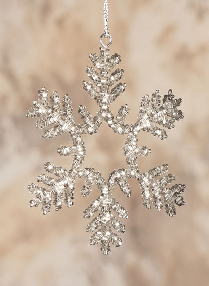 5.5in Wide Metal Bead Snowflake Ornament, Set of 6 Decor Jamali Garden