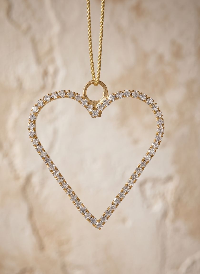 2.25in Long Gold Rhinestone Heart, Set of 6 Decor Jamali Garden