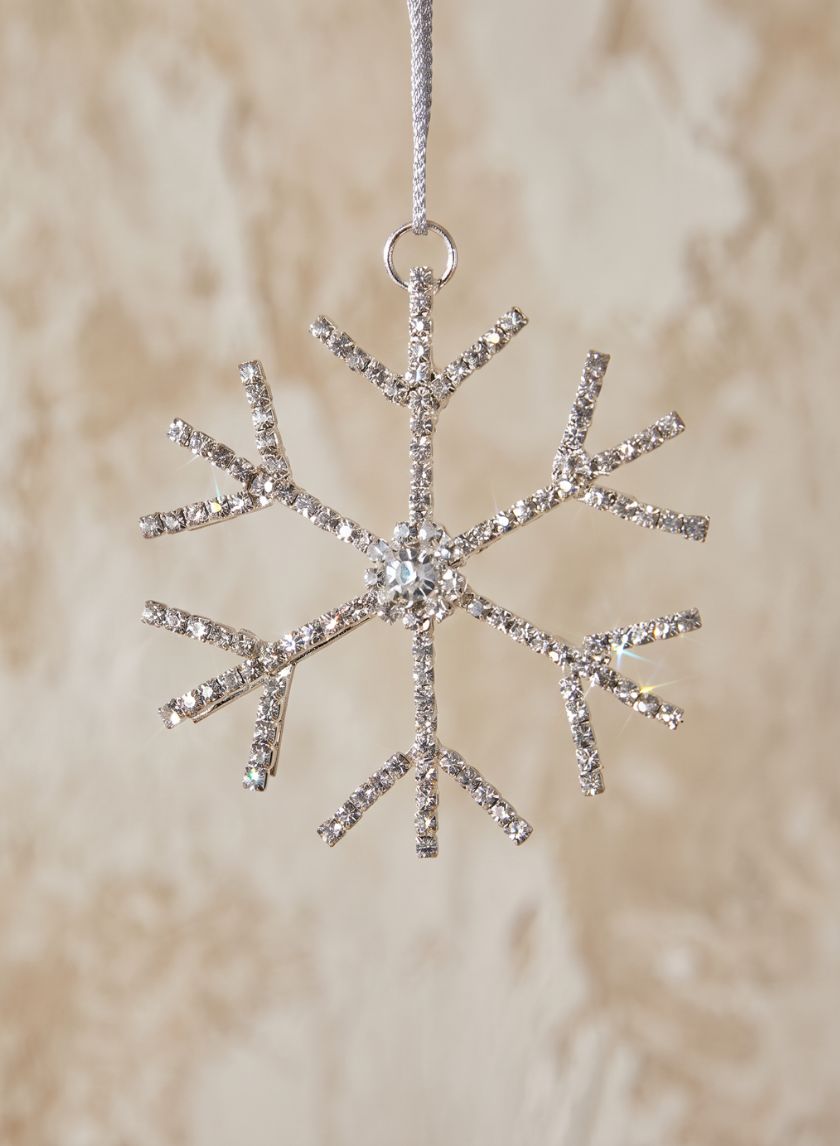 3in Wide Silver Rhinestone Snowflake, Set of 6 Decor Jamali Garden