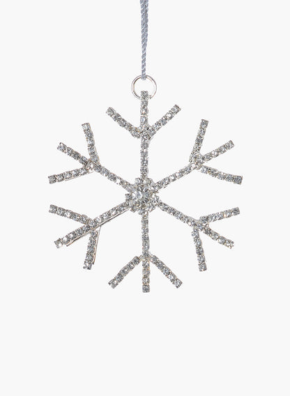 3in Wide Silver Rhinestone Snowflake, Set of 6 Decor Jamali Garden