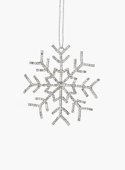4in Wide Rhinestone Silver Metal Snowflake, Large, Set of 6 Decor Jamali Garden